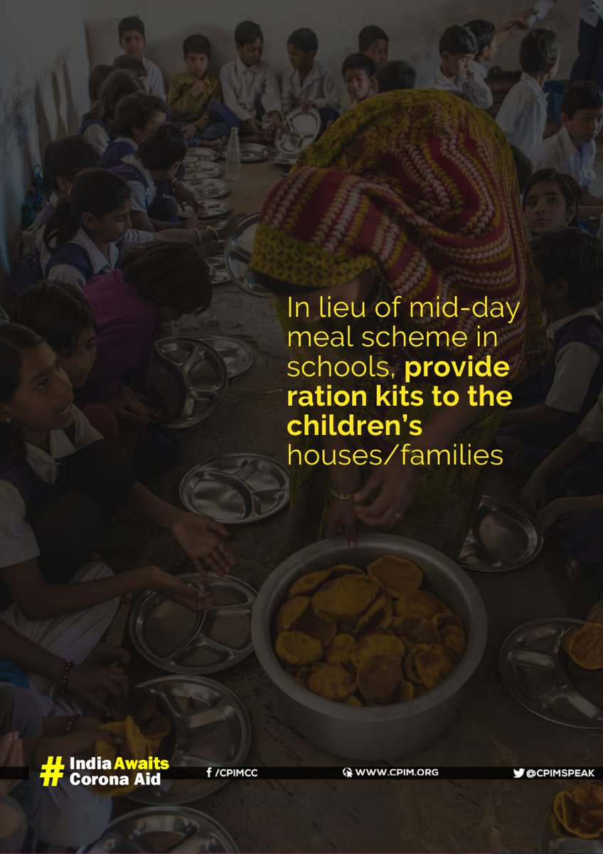 ashmi_02's tweet photo. In lieu of mid-day meal scheme in schools, provide ration kits to the children’s houses/families. #IndiaawaitsCovidaid https://t.co/SZwrsX3HyQ