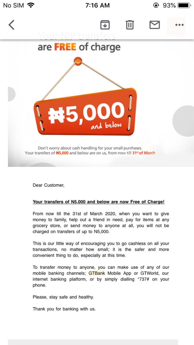 Hardetoniiyi's tweet photo. @gtbank is the scam of the century. I was on my own when you sent an email of no charges on 5k and below transactions yet you charged me this morning. Who are you deceiving? https://t.co/aG3dTCjBfA