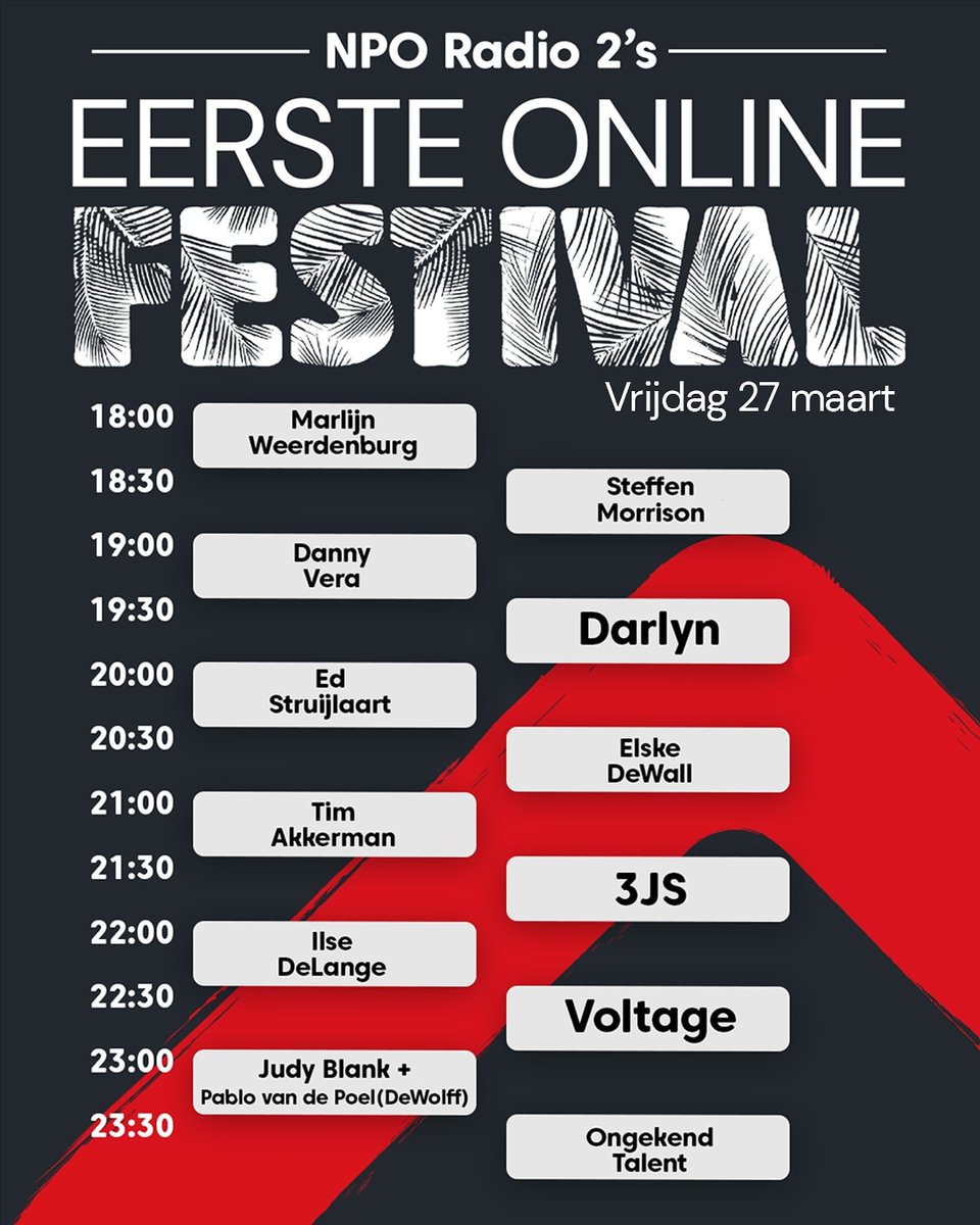 Vrijdagavond! Live vanuit m'n studio. Alleen maar topartiesten en Ed Struijlaart 😉. Lekker met je biertje op de bank en zappen van YouTube kanaal naar YouTube kanaal. Lang leve het internet! <a href="/NPORadio2/">NPO Radio 2</a> <a href="/robstenders/">Rob Stenders</a> <a href="/woutervdgoes/">Wouter van der Goes</a> <a href="/frankvanthof/">frankvanthof</a> <a href="/radiocarol/">Caroline Brouwer</a>