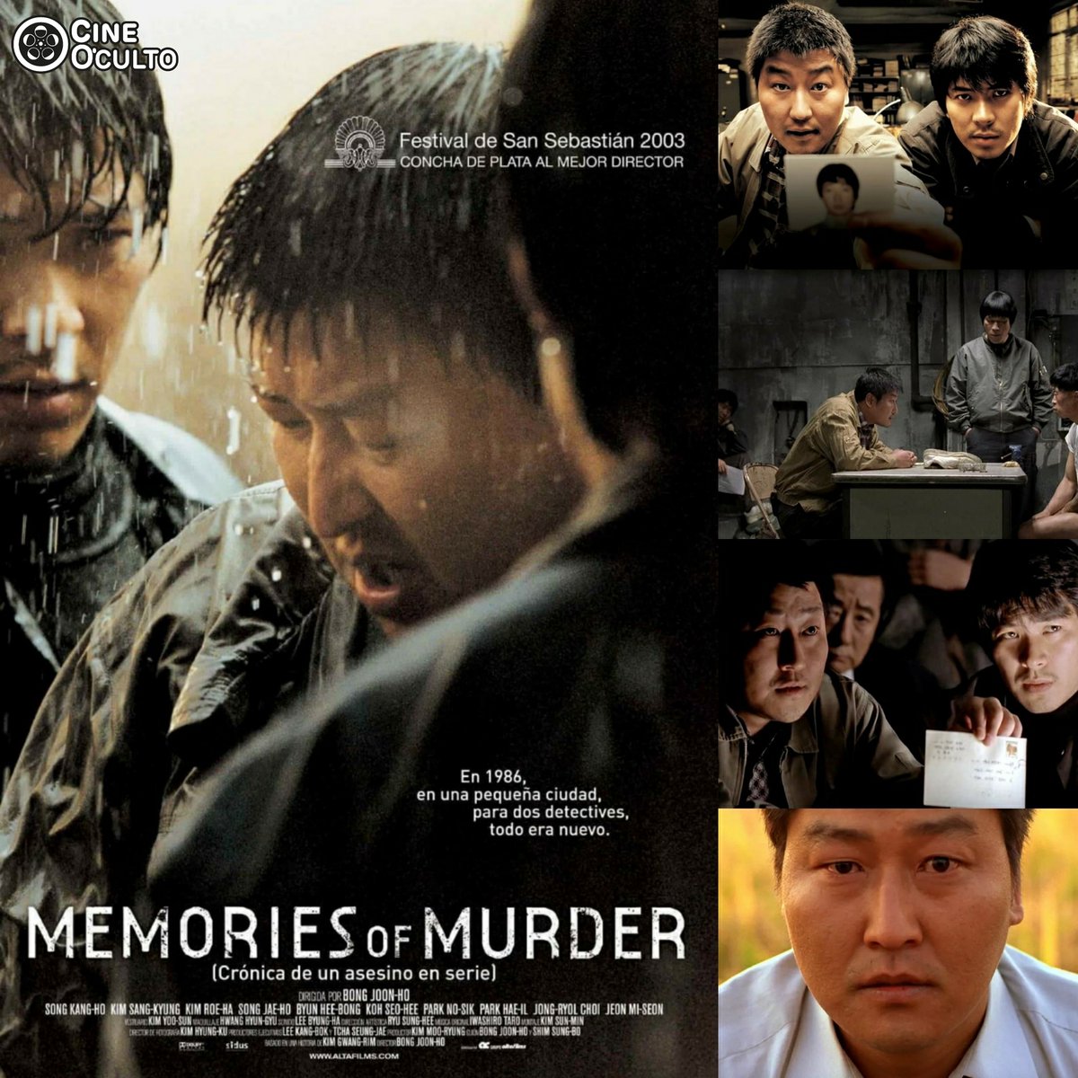 cine_oculto's tweet photo. Una joven aparece brutalmente violada y asesinada. Un detective de la ciudad y dos policías rurales son asignados para buscar al asesino.

► Memories of Murder (Corea del Sur,2003) de Bong Joon-ho
► Link: https://t.co/6mnZOBRefv

#QuedateEnCasa #YoMeQuedoEnCasa https://t.co/M9LpKAUI2p