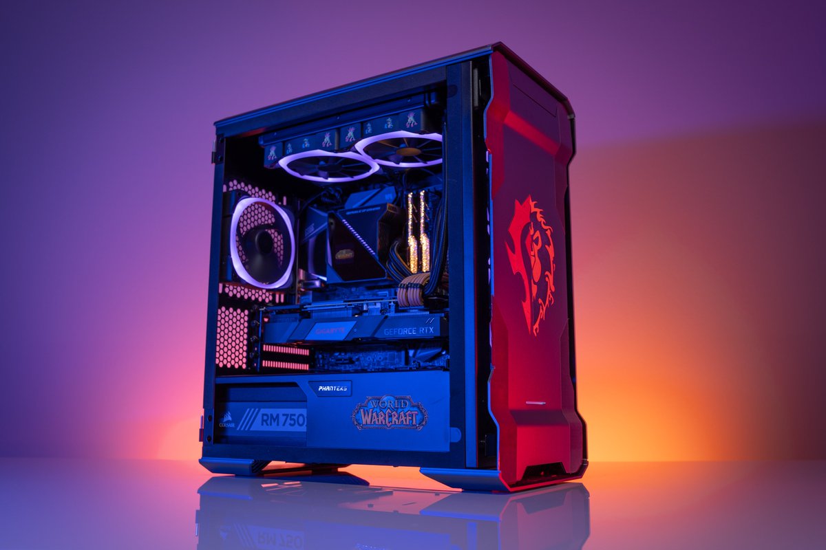 Newegg's tweet photo. Enter for a chance to win this custom @Robeytech World of Warcraft build ft. a @Gigabyte GeForce RTX 2080,
@IntelGaming i7-9700K, @Samsung SSD, 16GB @gskillgaming RAM, @msiUSA MPG Z390M Motherboard.

PC specs ► https://t.co/ybXxIdhGQW
Enter here ► https://t.co/wppSpCAbXx https://t.co/qnFDLeFo0G