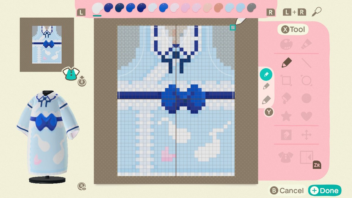 hurgh6's tweet photo. I tried my hand at Yuyuko's dress! #touhou #AnimalCrossing #ACNH #NintendoSwitch #custompattern https://t.co/M4cnKJB9Vd