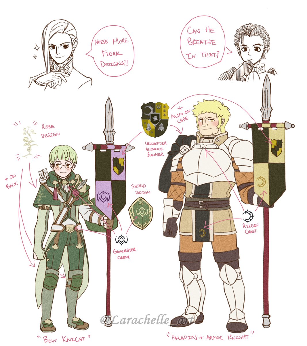 A little nervous to post this...but here are the designs for my silly knight doodles for anyone who was curious!

#FE3H  #GoldenDeer 