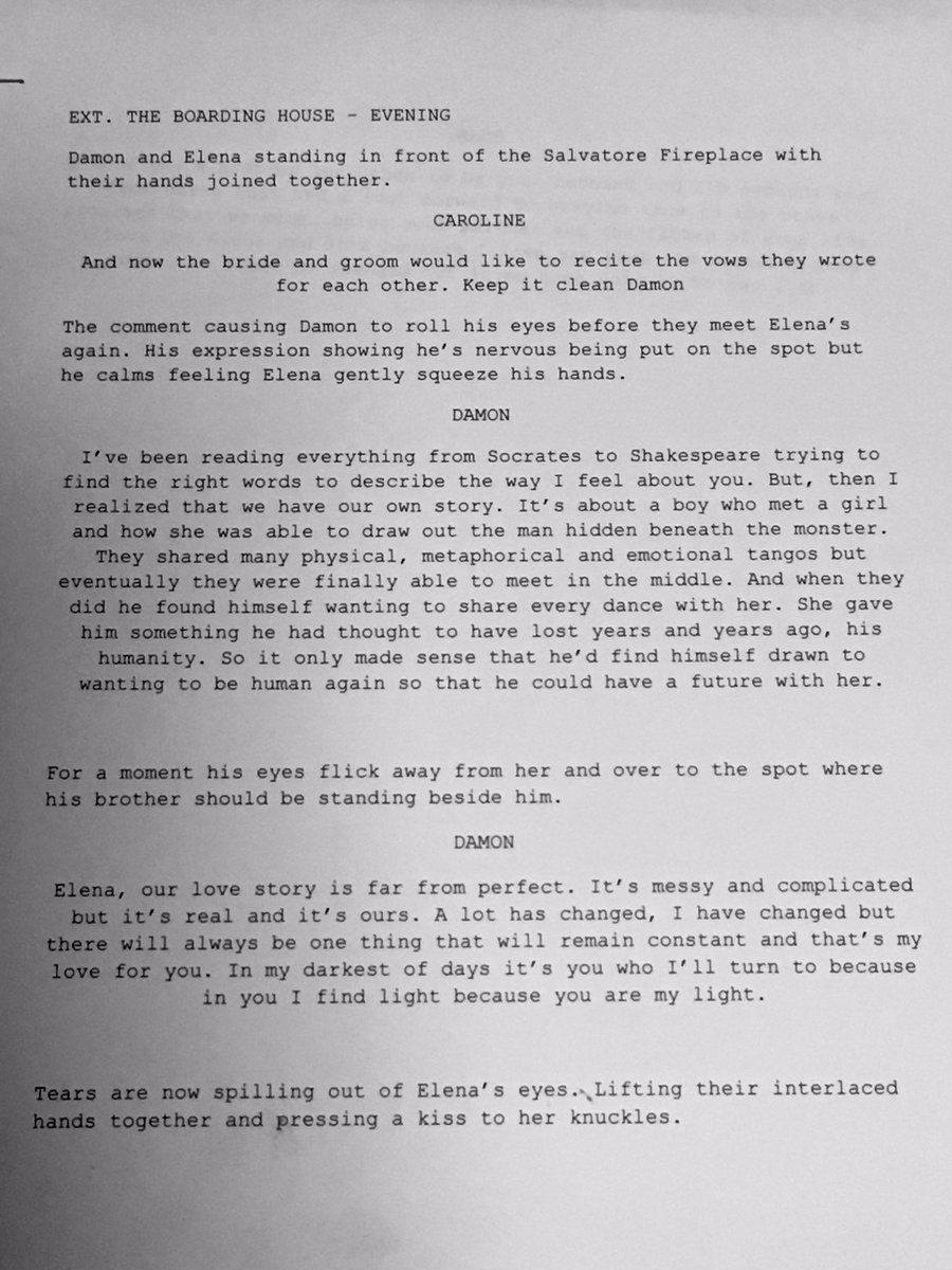 MercilessKiIler's tweet image. Head Canon: Damon’s wedding vows to Elena 

Since TVD robbed fans of getting a moment like this in the show. I ended up writing this a couple years ago.