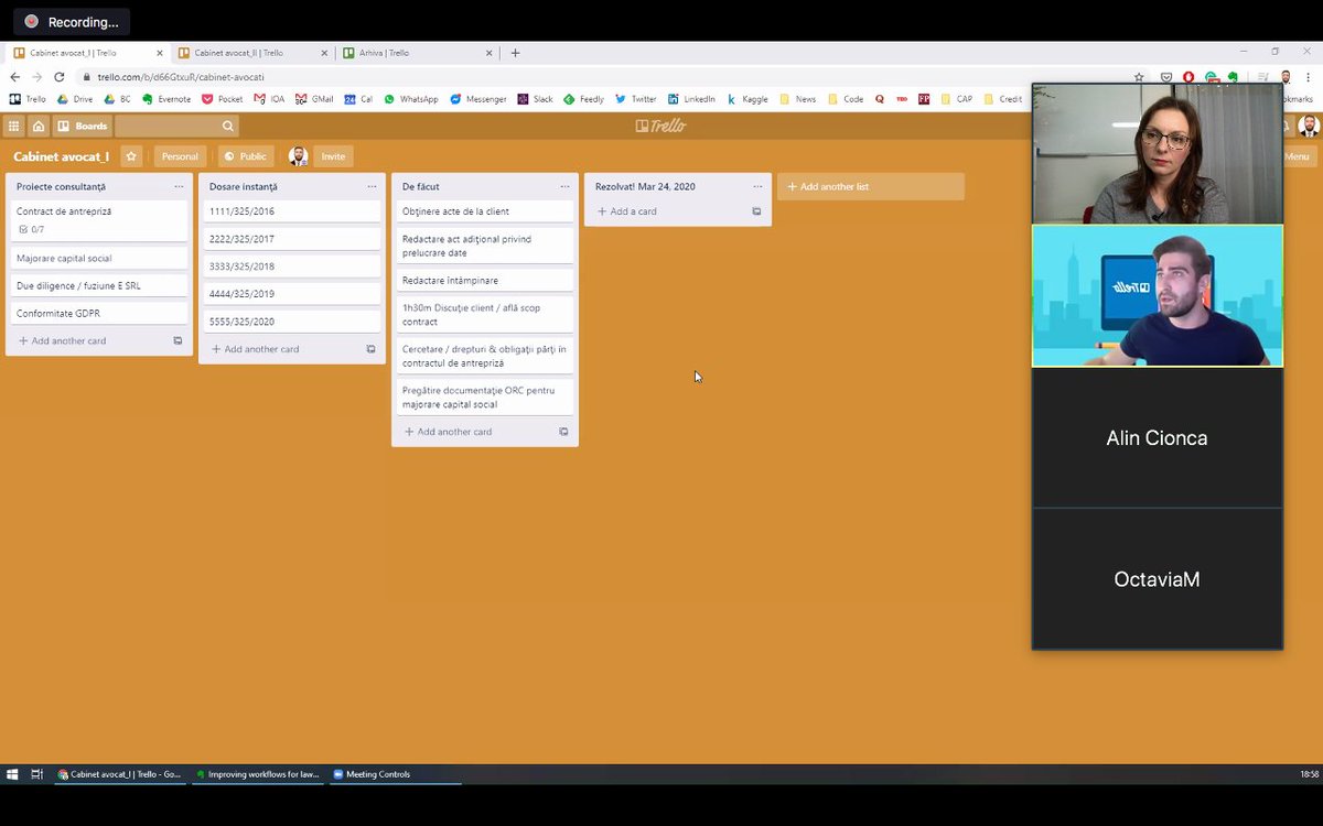 TMLegalHackers's tweet photo. With many working from home for the first time, we had our monthly meeting online to discuss digital workflows for lawyers using Trello #legalhackers #community #Timisoara #StaySafeStayHome https://t.co/xzlbb2RC0p