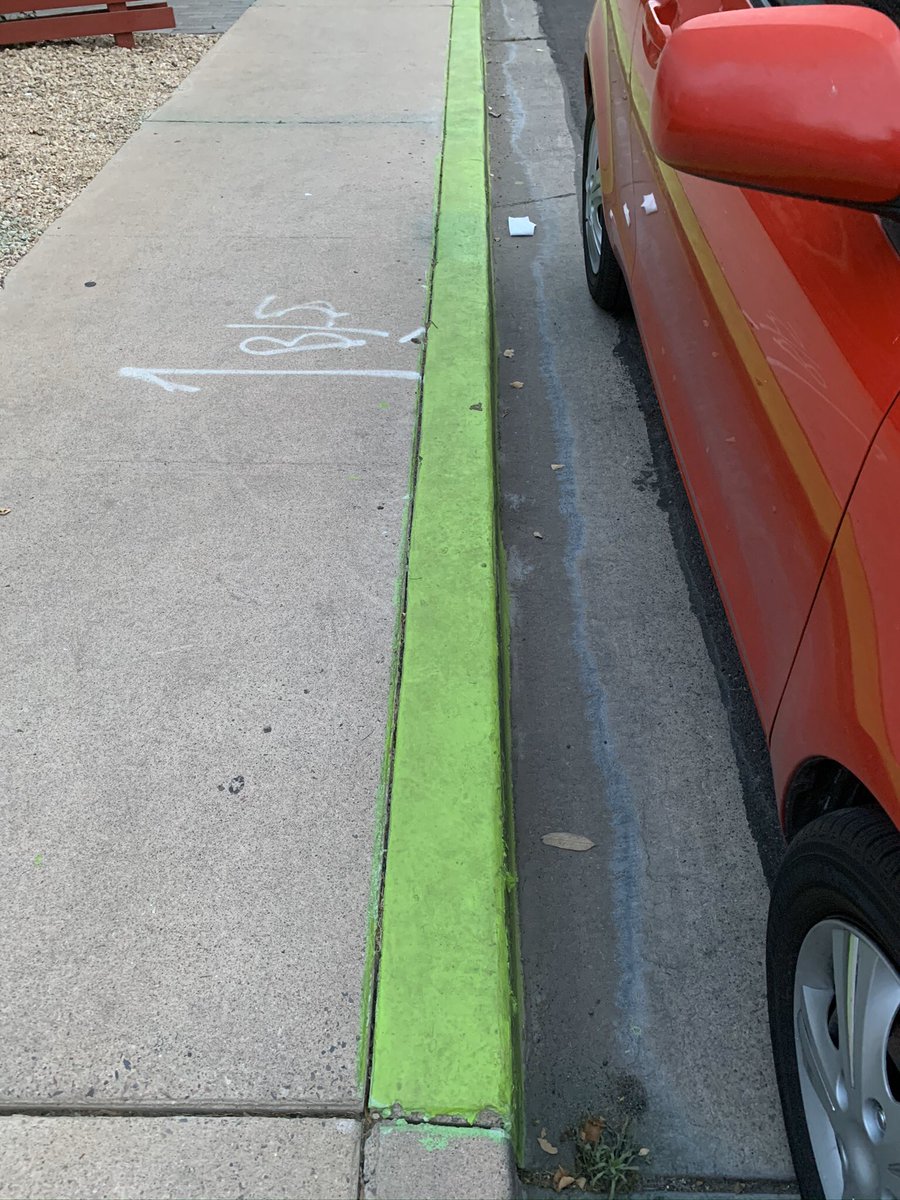 Ok I know that....

Red Curbs = No Parking
Yellow  Curbs = Commercial Vehicle Parking 
Blue Curbs = Disabled Only 
Green Curb= Short Term Parking
White Curb = Loading and Unloading  
But I’m baffled with this Lime Green Curb 😳😳😳