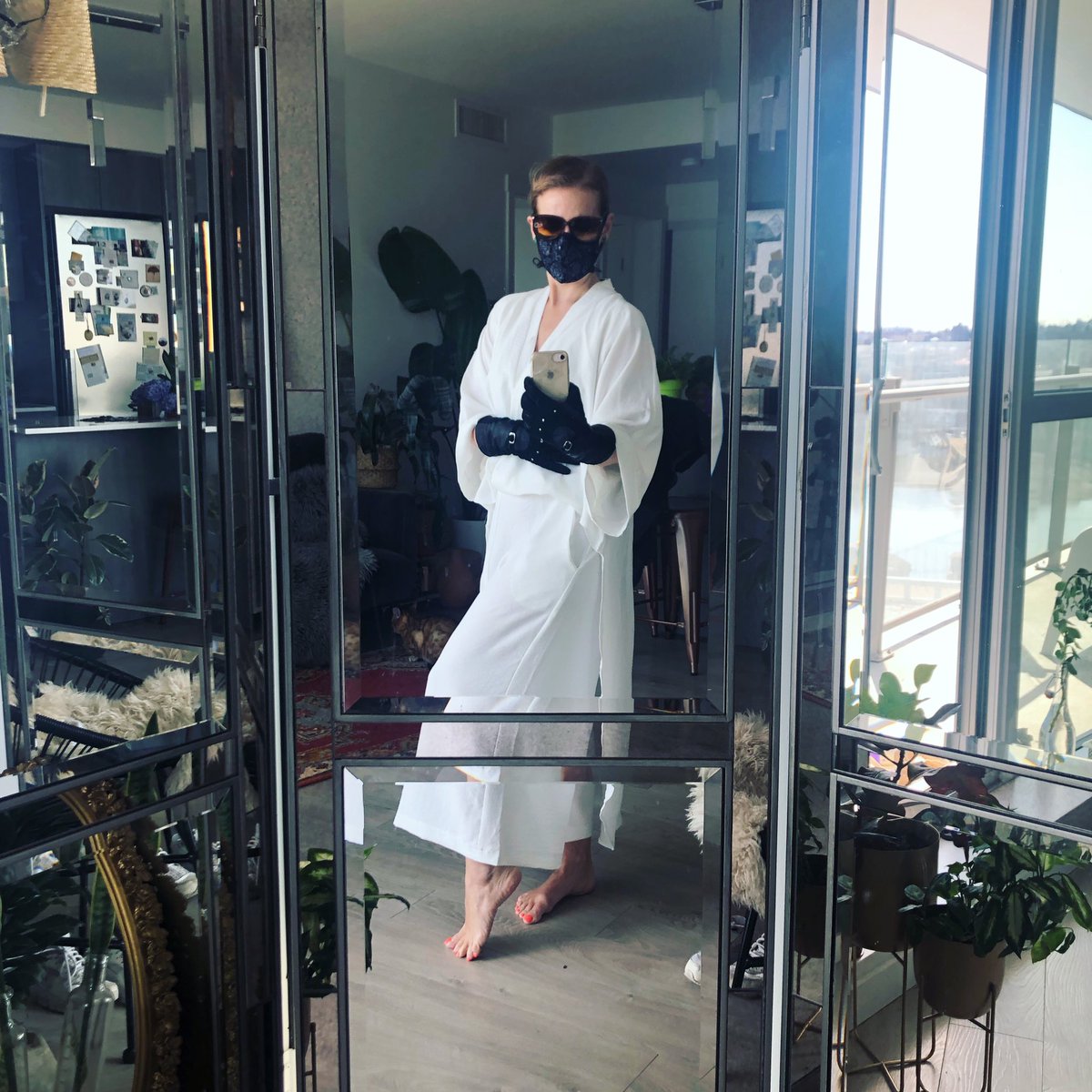 Had to leave the apt today to take out the recycling. And decided to go get cheese. All in this fabulous number from <a href="/leighschubert/">Leigh Schubert</a> in South Africa. #covidbutmakeitfashion #cancersurvivor #covidhighrisk