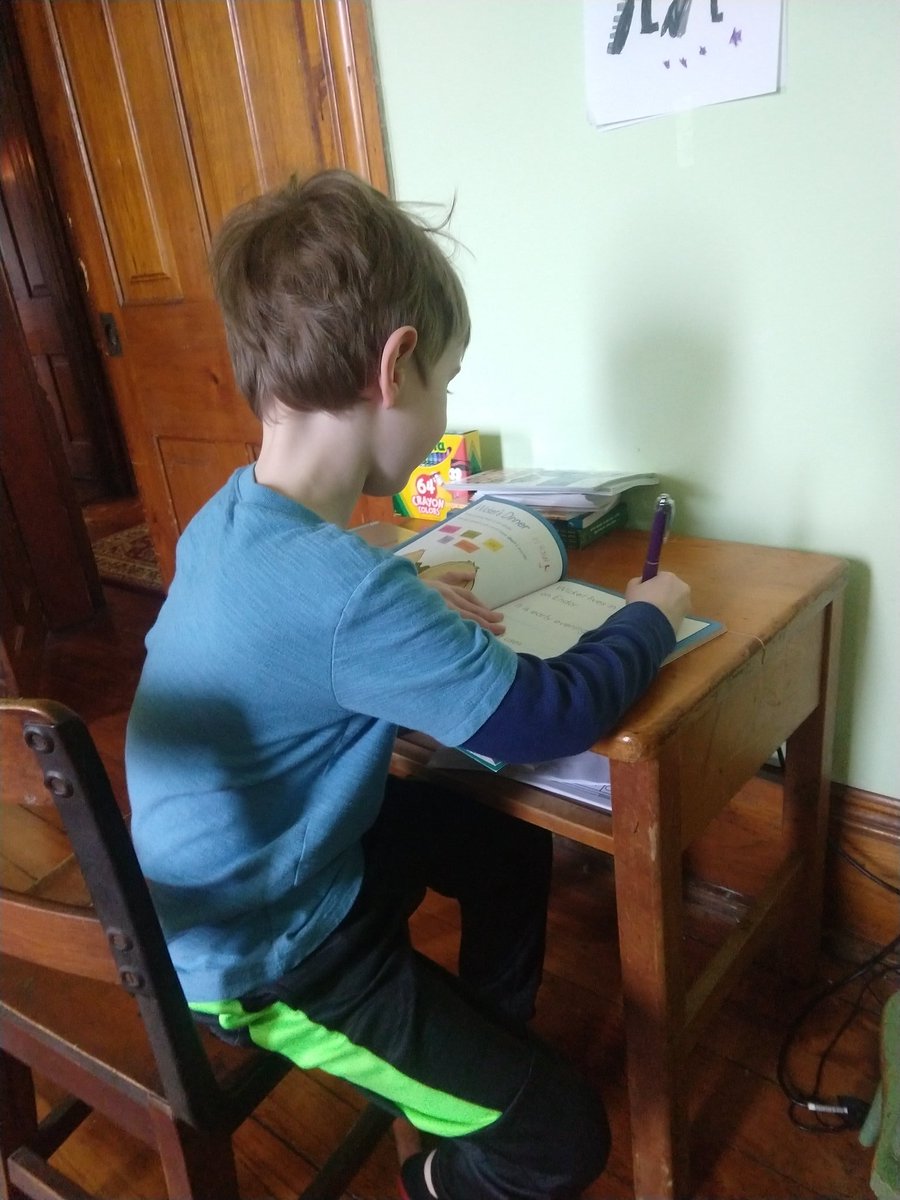 Day 11: youngest might finish all of elementary material at this pace if we're out until year's end. Senior asked for yarn (we have no yarn) & did car work after school work until stymied by a stuck bolt.