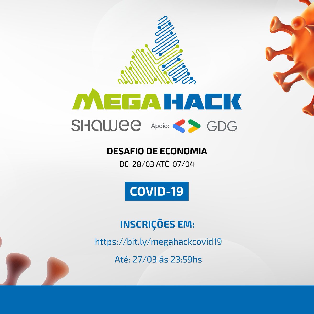 GDGSalvador's tweet image. O GDG também apoia MegaHack. Vamos ajudar a reduzir os impactos da COVID-19?!!! 
Inscrições até o dia 27/03 pelo site: megahackcovid19economia.shawee.io  
#GDG
 #WTM 
#GDGSSA 
#GDGSalvador 
#shawee 
#COVID2019 
#partiu