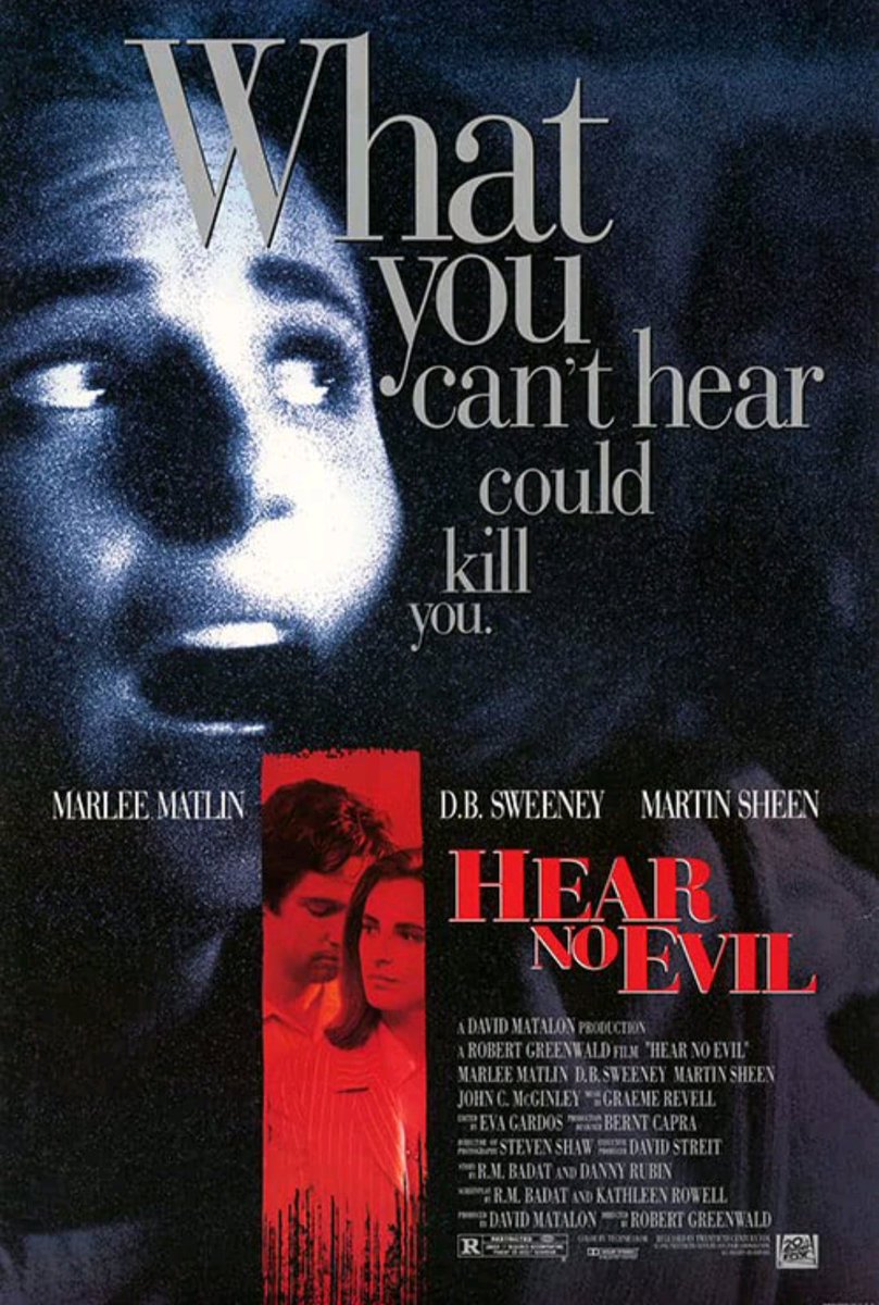 HorrorOrman's tweet photo. Released March 26, 1993.
#HearNoEvil
#MarleeMatlin
#MartinSheen
#thriller #mystery
#ShutInWithHorror https://t.co/VxnWhqAgtm