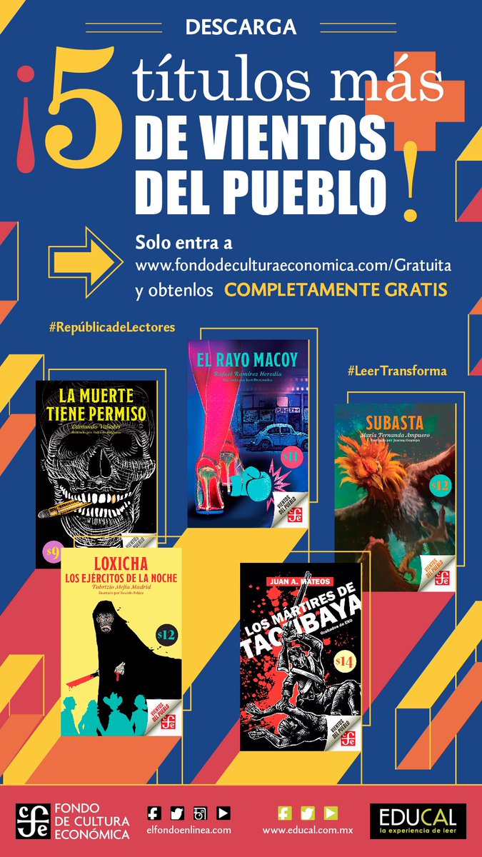 FCEMexico's tweet photo. #DescargaGratuita ¡5 #VientosDelPueblo más! @mariafernandamp @fabriziomejia @Taibo2 ¡obtenlos! https://t.co/BKrBvD7VqB https://t.co/ffiP2AlUXS