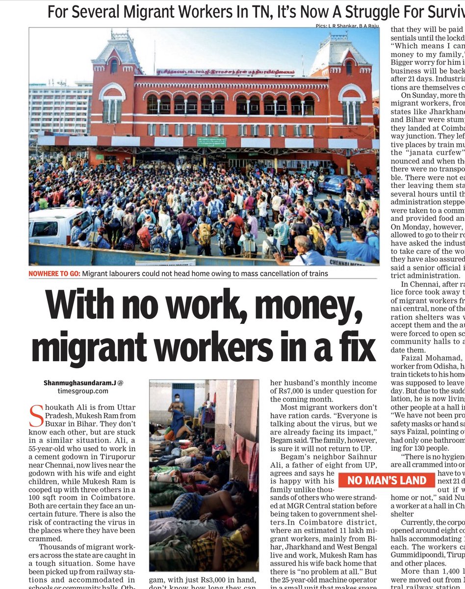 velumania's tweet photo. Migrated. Now No home. No money. Frustrating. India is known for huge marriage halls. All now empty. Min 500 halls per city. Put 100 each, feed 21 days. Teach them what is #SelfDistancing.
#ThisIsDangerous
#EmptyIntestines
#JustThinking
If it makes sense RT to state admin. https://t.co/druC0IGmrw