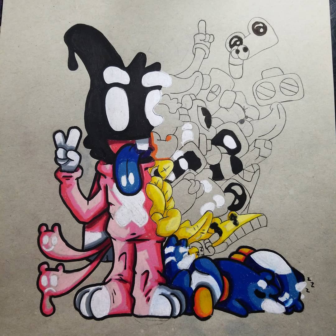 Jonnyboig's tweet photo. Live now doing a draw a long of the new bunny style come join =D  and starting a red panda ninja 

https://t.co/XyhDDI9nZQ 

#bunnyart #graffiticharacter #twitch 
@GoTeamNoodles
  #twitchart https://t.co/Zun8vA5bD1