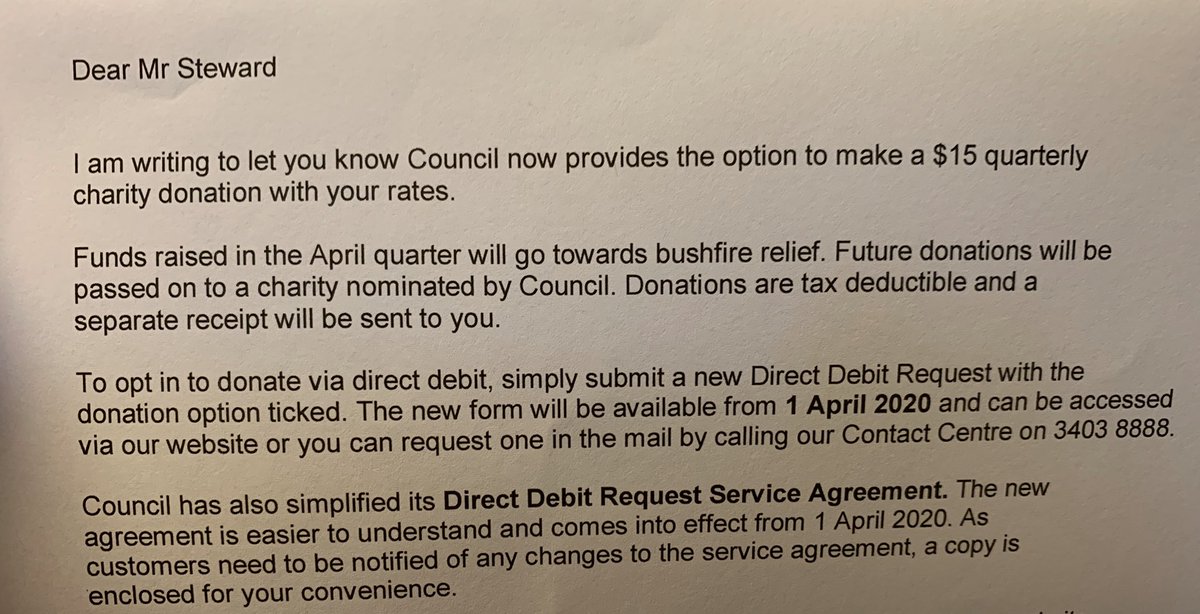 Husband got this today. The intention is good but it’s an example of too little, far too late for those affected by #Australianbushfires. And who wants to fill out a new direct debit form to #donate? #fundraising