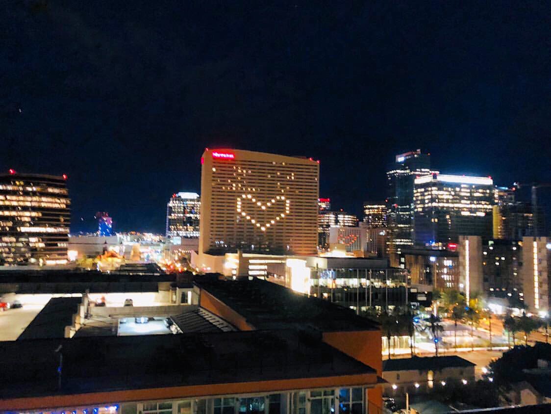 AMAZING! The <a href="/SheratonPhxDT/">Sheraton Phoenix Downtown</a> hotel and <a href="/RenHotelPhx/">Renaissance Phoenix</a> are sending out their love... by lighting up their windows! A beautiful reminder that we’re all in this together.❤️ #dtphx #dtphxstrong #COVID19