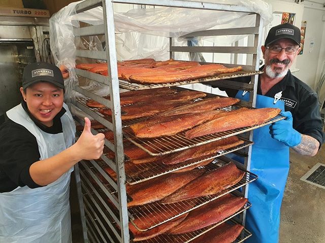 AshmoreFoods's tweet photo. We’re still smokin’! Plenty of salmon and ocean trout being prepared today 🐟 https://t.co/kAd5xhEzJs https://t.co/lPsuBUsrD8