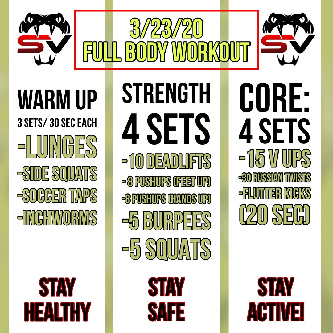 Stars_Vipers's tweet photo. Coach Danny’s Full Body Workout from March 25th!! (It’s a killer!!) #vipersgovirtual #svtogether https://t.co/X4oRQg92RC