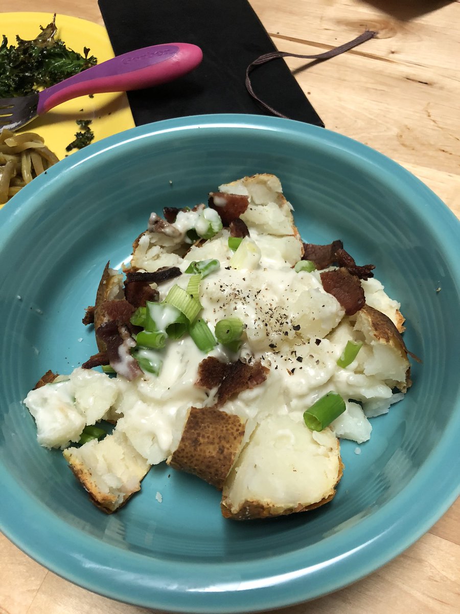 Day 11: Loaded Baked Potatoes.Kept it pretty traditional with bacon, green onions and cashew yogurt (I’m allergic to milk so that’s my best option for sour cream) but you could do shredded cheese, sautéed zucchini, smoked fish, crunchy onions, or other pantry/fridge booty.