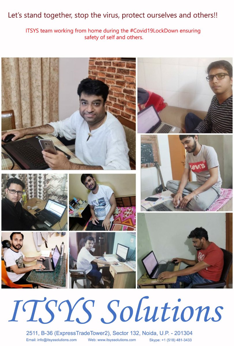 scrapingdata's tweet image. Let’s stand together, stop the virus, protect ourselves and others!! The entire ITSYS team working from home with same energy and dedication during the #Covid19LockDown ensuring safety of staff and others. #Coronavirus #COVID19 #COVID #SocialDistancing #SocialDistancingindia