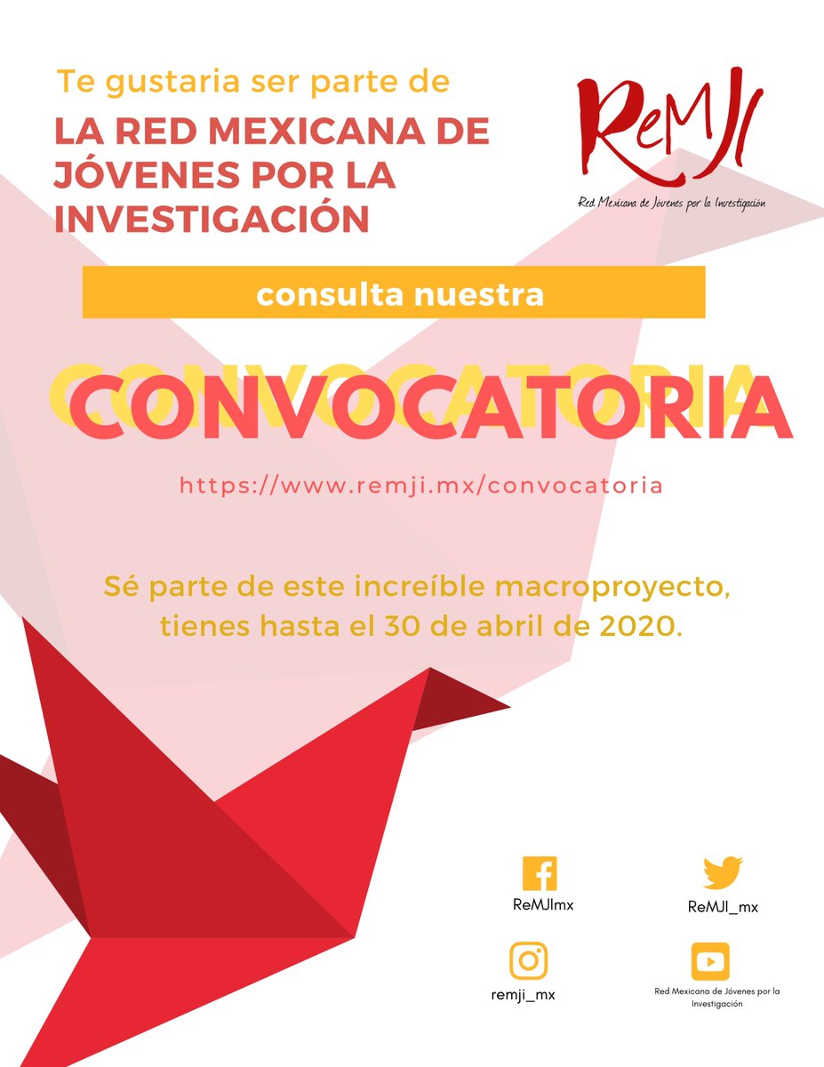 ReMJI_mx's tweet photo. Ante las medidas de cuidados y resguardo en casa, por motivo de la contingencia sanitaria. En la #ReMJI decidimos emitir una #Convocatoria extraordinaria, con la finalidad de impulsar a la creatividad, la investigación y a la escritura. Más detalles en https://t.co/fmbbitbo0H https://t.co/jLF94QM7Mg
