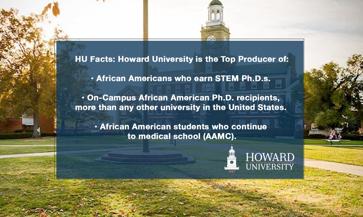 HU Facts: Howard University is the Top Producer of African Americans who earn STEM PH.D.s and…..