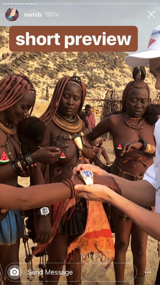 SuperiorGab's tweet photo. TW: graphic images!
Pic 1: disrespecting mummified Indonesians during a yearly ritual (peep the fake watches)
2. giving fake watches to Himba women. 
3. disrespecting Hinduism with a satanic bible in his hands
4. Labelled an Indian landmark as “the satanic temple” https://t.co/zCD3aBGN3b