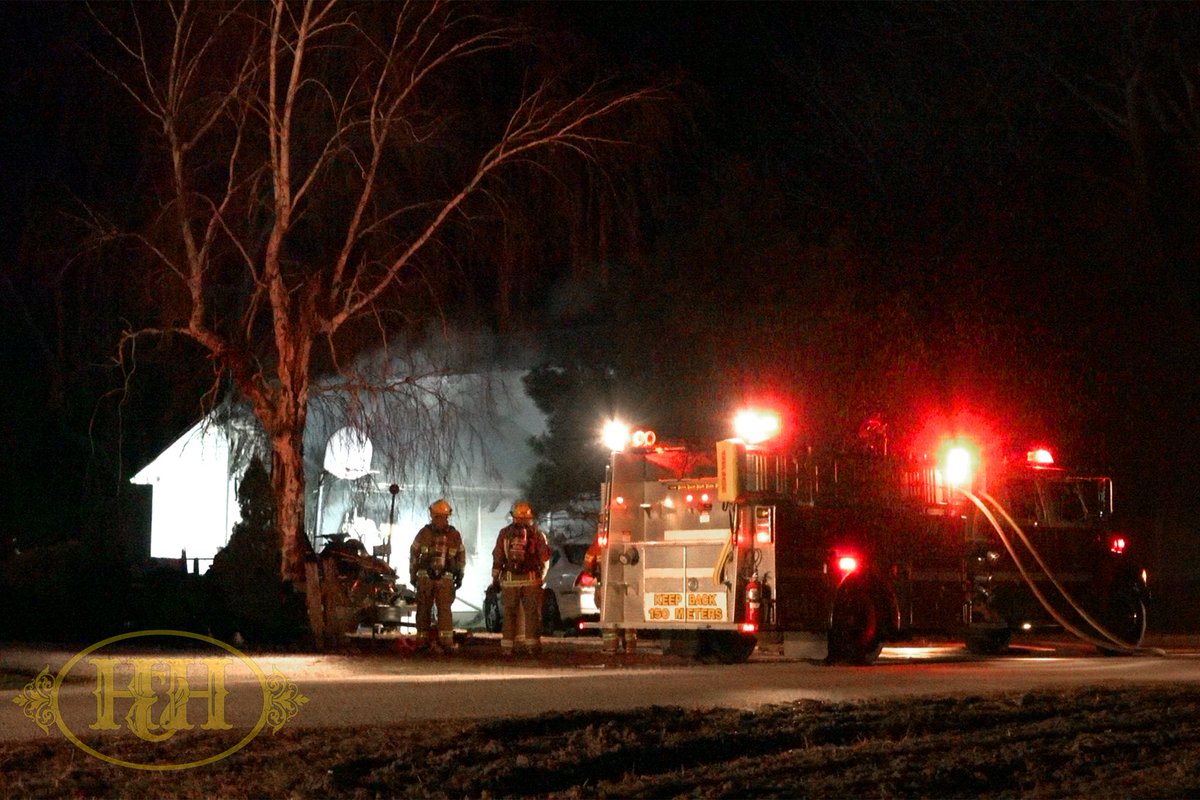 HooksHalligans's tweet photo. #CKFire #stn18 & #stn16 on scene of a 2nd alarm dwelling fire on John St in Cedar Springs. Fire is under control. #ckont https://t.co/syxyVksbuy