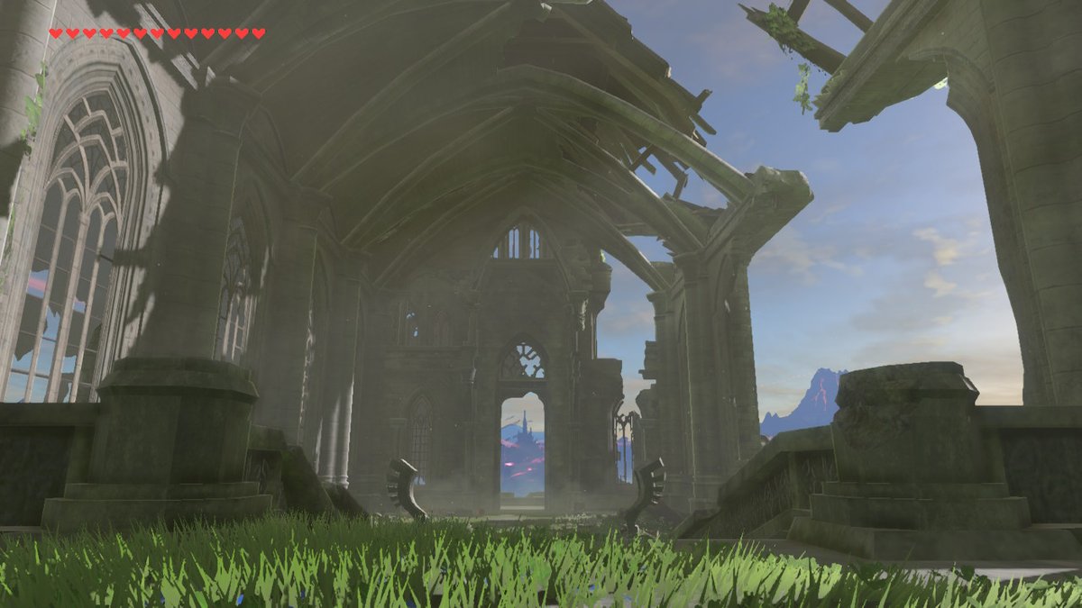 諷鈴 No Twitter 時の神殿跡の女神像からまっすぐハイラル城が見えるのに今更気づいた ゼルダの伝説 Breathofthewild Nintendoswitch