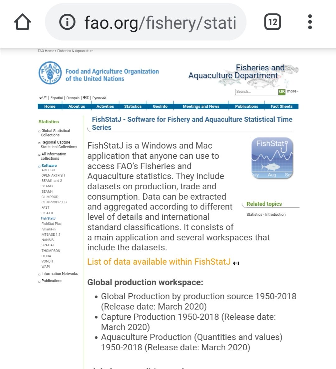 SvannuFAO's tweet photo. I am pleased to inform you that today @faofish global #aquaculture, capture #fisheries and total production #Statistics for the years 1950-2018 have been officially released as a workspace in #FishStatJ  at https://t.co/NWkmKh49b3 https://t.co/Y1gVWe0fOh