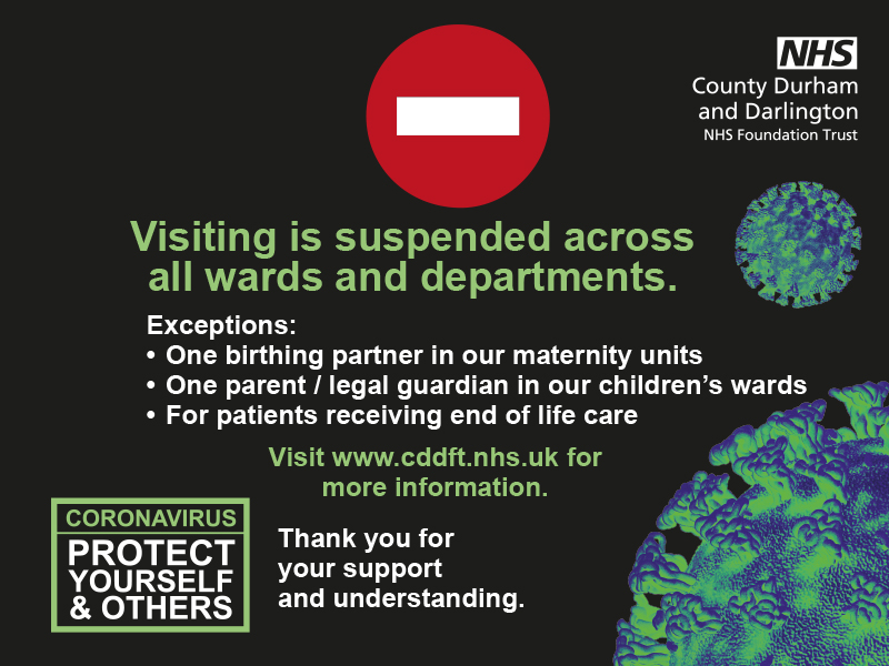 To protect our patients and staff we have now suspended all visiting to our adult wards. For more information: bit.ly/2Uj7wcz