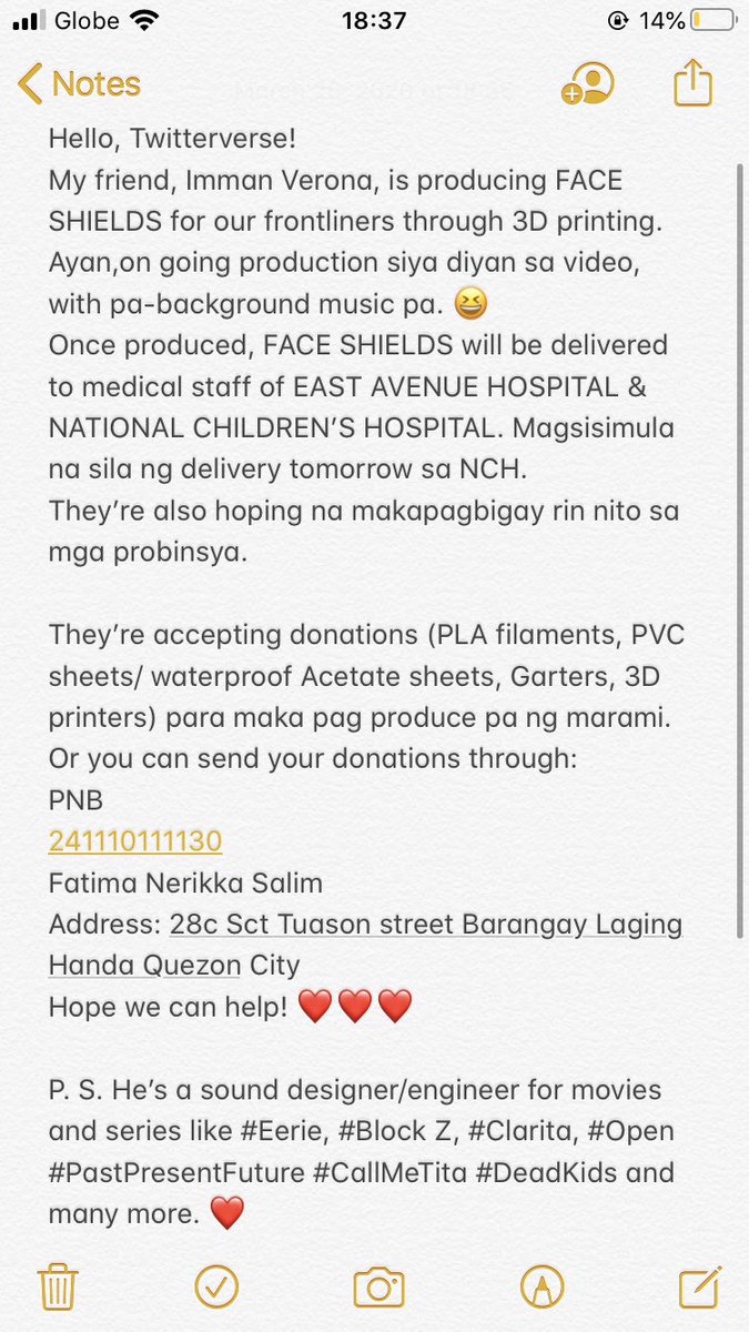 EleanorHaig's tweet image. Hello, Twitter!!! Hope you can help us! ❤️❤️❤️

#ProjectFrontline #frontliners #HealthCareWorkers #COVID2019