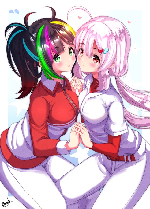 パワプロアプリより、
黒戸もねちゃんと天音姫恋ちゃんらくがきです 
