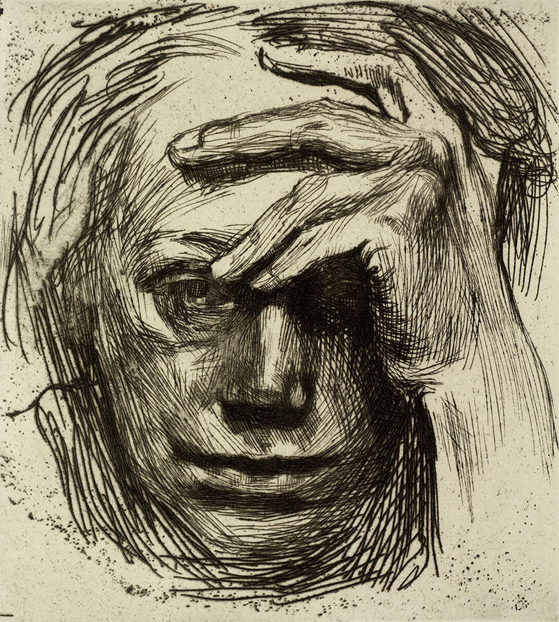 Käthe Kollwitz did a *lot* of self portraits throughout her life
the later ones were understandably more confrontational and somber 