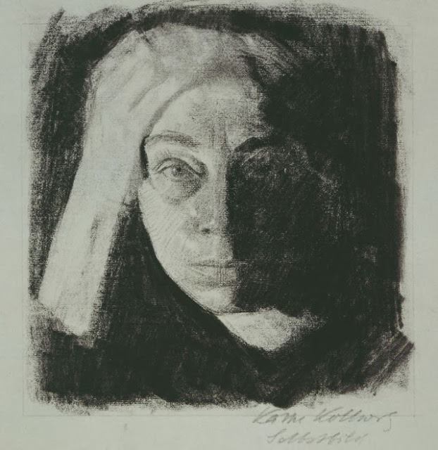 Käthe Kollwitz did a *lot* of self portraits throughout her life
the later ones were understandably more confrontational and somber 