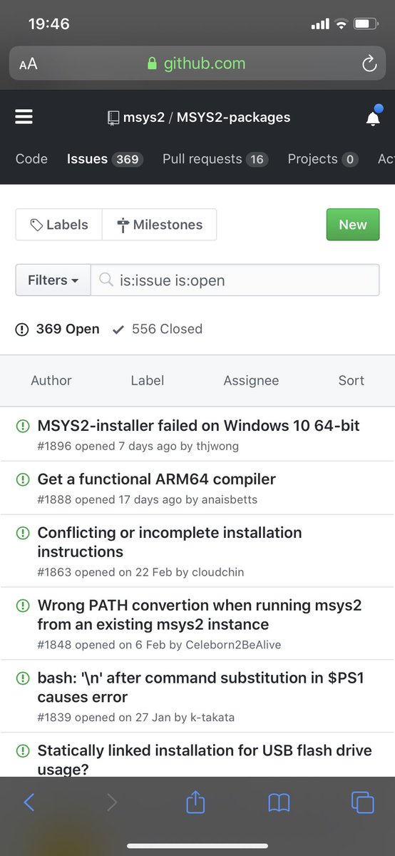hiroakit's tweet image. #MSYS2

issueが360件台になったよ！
