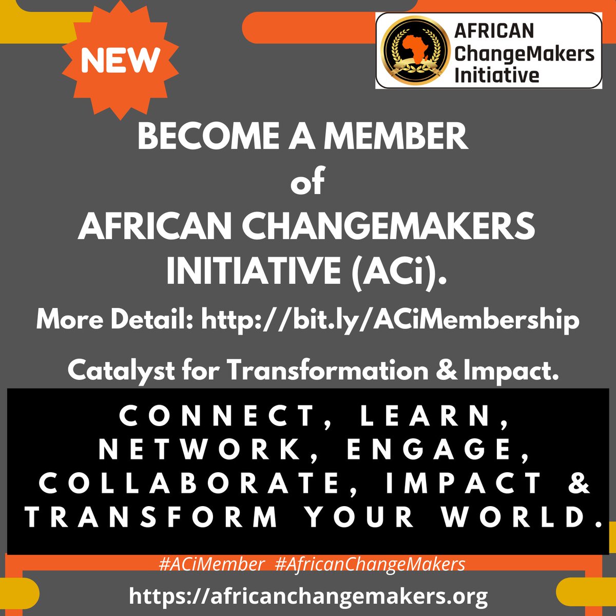 ChangemakerLead's tweet photo. BECOME A MEMBER of African ChangeMakers Initiative (ACi), learn more http:https://t.co/SnCOOpf4OF
#AfricanChangemakers #ACiMembership #ACiMember
#AfricanChangeMakersMembers #Changemakers #Africayouth
#Africa #changemaking #SocialImpact #Changemakersmembership #SocialGood https://t.co/klSb9iqmYV