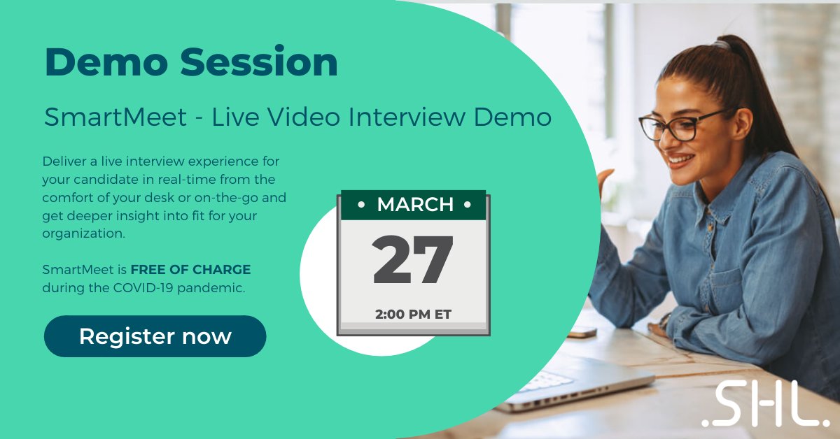 SHLglobal's tweet image. Discover SHL Live Video interview: a new, engaging and convenient way of conducting face-to-face interviews remotely. #SupportingEachOther #VideoInterviewing ow.ly/pI7350yVr78