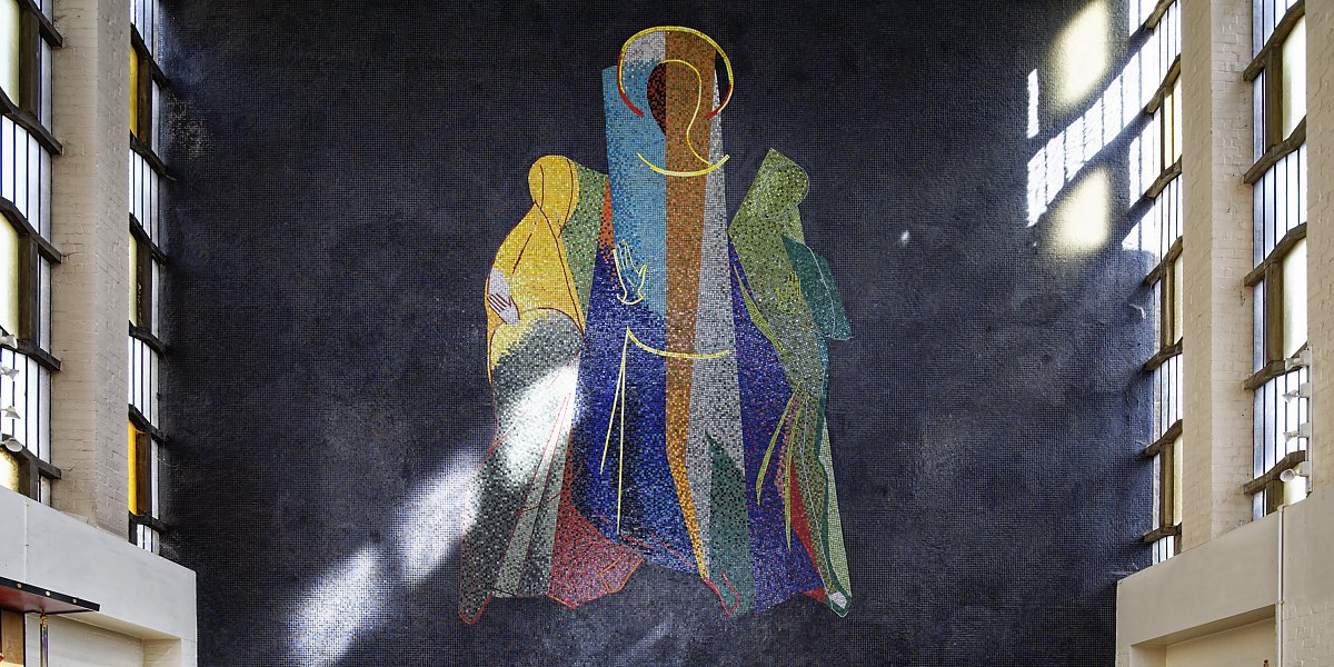 St Paul’s Church in Harlow Town Centre features a rather fine mosaic by John Piper. Risen Christ at Emmaus. Built in 1959, St Paul’s featured in the National Church Trust's top 10 Best Modern Churches in UK. #church #mosaic #art #architecture #harlow #Essex