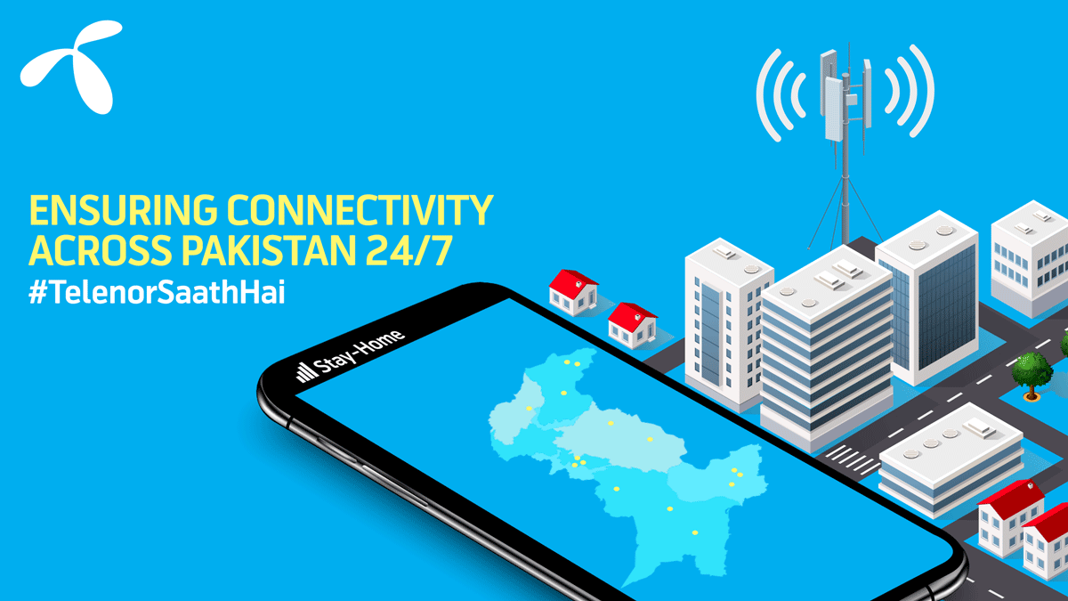telenorpakistan's tweet photo. During this pandemic, stay connected to the world from the safety of your homes! 🏠 #TelenorSaathHai https://t.co/Fn5jYlPngl