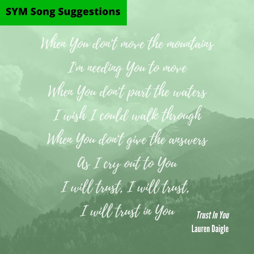 SandhurstYouth's tweet photo. “No matter what I face You're by my side”

It’s difficult to trust in someone so completely, but I feel it’s the only thing we can do right now- and this song helps me remember to do just that! 

https://t.co/ngh388il8R
 #Prayer #strongeryouth #trustinyou #SYMsongsuggestions https://t.co/JNkSDGRkwO