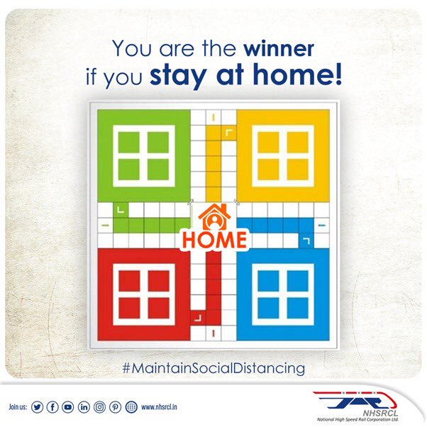 RailMinIndia's tweet photo. You are the winner if you...

STAY AT HOME !

#IndiaFightsCorona https://t.co/5EjCwqOm6r