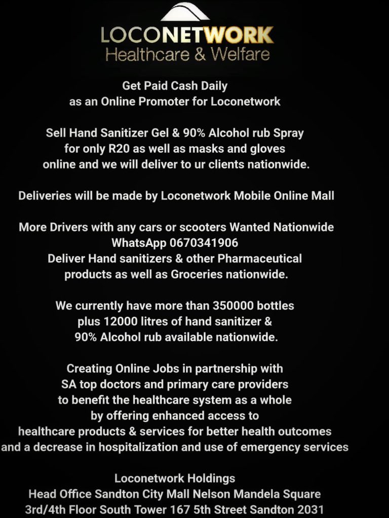 Loco_network's tweet image. Get Paid Cash 💵 Daily as a Online Promoter or Driver with any car 🚙 or scooter 🛵 in SA 
Retweet, Follow us &amp;amp; Dm to Start

#LocoNetwork #21dayLockdownSA