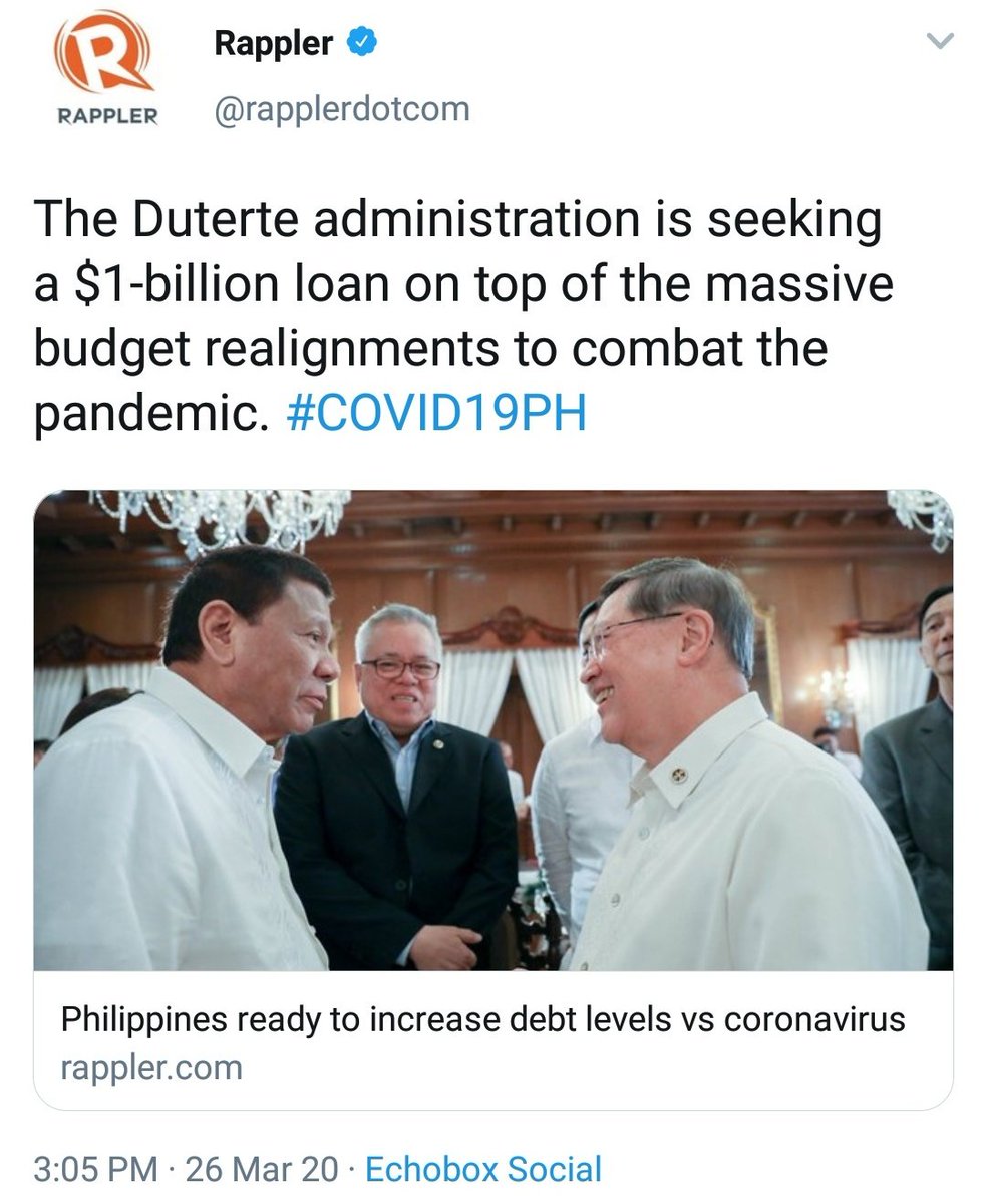 Naramdaman niyo na ba yung 3B pesos galing sa naunang "war chest" nitong si PRRD?Eh yung 14B pesos na para sa tourism bullshit in this fricking pandemic?Tapos uutang na naman ng $1B?Bastusan na talaga 'no? Walang katapusan ang pagkaganid niyo?Ilabas ninyo mga resibo!!!!!