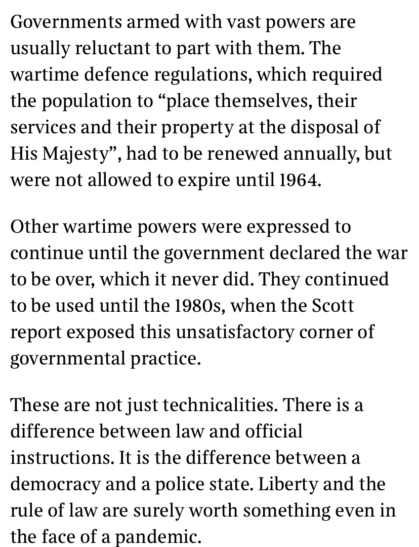 Lord Sumption (former Supreme Court Justice) raises similar concerns as I did in the thread above in The Times this morning  https://www.thetimes.co.uk/article/there-is-a-difference-between-the-law-and-official-instructions-j9tthqnrf /86