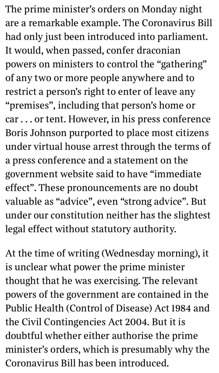 Lord Sumption (former Supreme Court Justice) raises similar concerns as I did in the thread above in The Times this morning  https://www.thetimes.co.uk/article/there-is-a-difference-between-the-law-and-official-instructions-j9tthqnrf /86