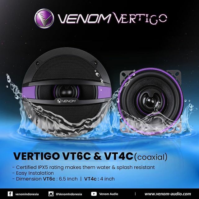 Yang baru hadir sebuah speaker seri Vertigo yang sudah IPX5 sehingga memungkinkan tahan terhadap percikan air.
Speaker ini nantinya tentu bisa digunakan pada sepeda motor kamu, bagi kamu yang ingin memodifikasi motornya menggunakan perangkat speaker.

#venom #venomaudio #car…