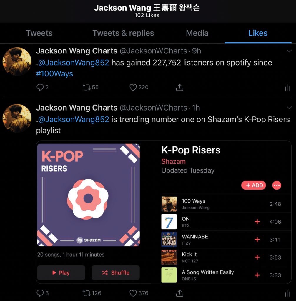JacksonWCharts's tweet photo. Always here for you🥺I’m so proud of you❤️@JacksonWang852
Also, your 100th like😭I love you https://t.co/dgQZkeUTHi