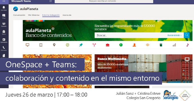 Hoy jueves seguimos con #TuClaseEnCasa. A las 17.00 h el profe <a href="/julisanzmamolar/">Julián Sanz Mamolar</a> nos contará la integración de <a href="/aulaPlaneta/">Aulaplaneta</a> con <a href="/MicrosoftTeams/">Microsoft Teams</a>. 
Contenido ❤ Colaboración <a href="/MicrosoftEduEsp/">Microsoft Educación</a> 
 teams.microsoft.com/l/meetup-join/…