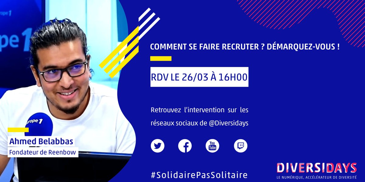 Les entreprises continuent de recruter même en période de crise ! J’interviens aujourd’hui en live sur la page des <a href="/diversidays/">Diversidays</a> pour vous donner quelques astuces : comment rendre votre candidature sexy aux yeux du recruteur :)

#CONFINEMENTJOUR10 #OnResteOuvert