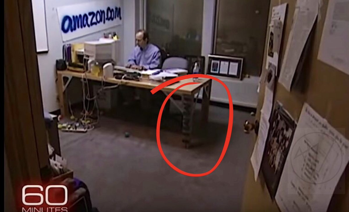 mirrortestedbot's tweet photo. Just zoomed in and noticed that the famous photo of Jeff Bezos sitting at his desk in 1999 where he worked all his magic creating Amazon, has a 33 on the table leg
#33talk #44talk #1sAnd9s #numerology #numbers #magic #1990s #powernumbers #wood
#magick #subliminalAdvertising https://t.co/AbrxXGFWPn